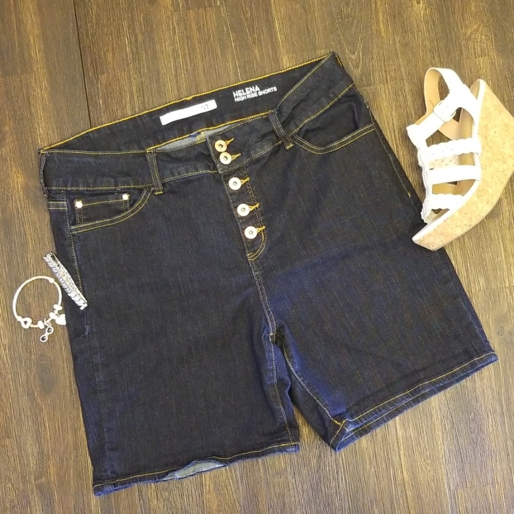 High rise denim shorts